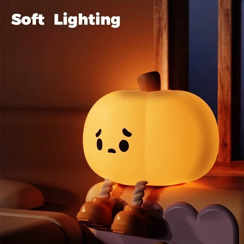 9.5Cm/3.74In Halloween Pumpkin Ghost Night Warm Light Cartoon Desktop 3D Luminous Led Bedroom Decoration Collectible Funny Gifts